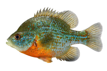 Pumpkinseed sunfish isolated on black background