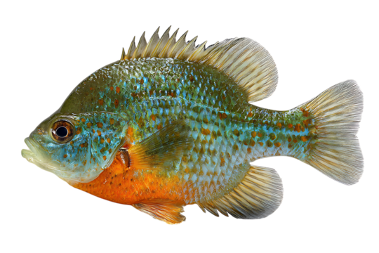Pumpkinseed sunfish isolated on black background