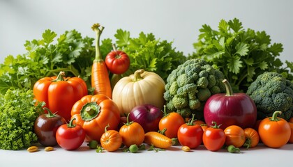 Fresh Vegetable Arrangement, Blank Space for Design Concept. Generative AI. V001