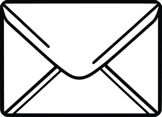 Minimal Black Envelope Icon Email or Message Symbol in Flat Style