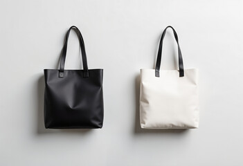 Blank colors Totebags with Handle, Canvas bag On Gray background, white, sustainable accessory for shopping, conscious lifestyle. mockup product.