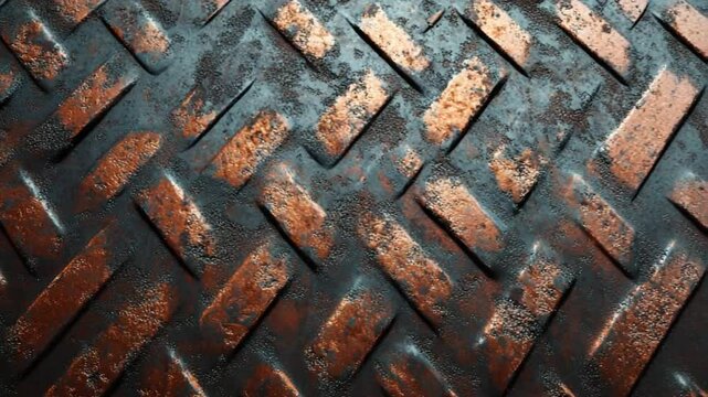 Close-up view of textured metal surface with rust and wear patterns