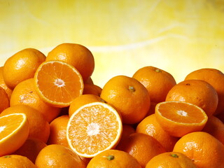 감귤, 귤, 감귤류, 단면, 신선하다, 과일, 비타민c