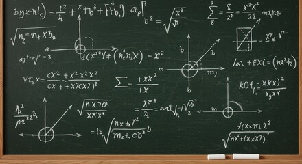Complex Mathematical Equations on a Chalkboard