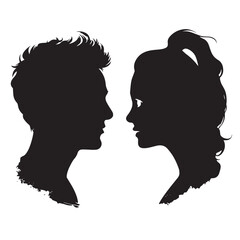 Set man and woman head icon silhouette. Male and female avatar profile