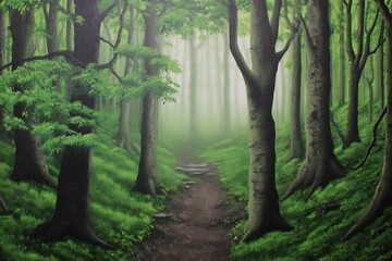 Fototapeta premium Misty forest path (1)