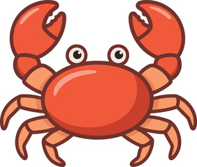 Cute Orange Crab with Big Eyes and Claws