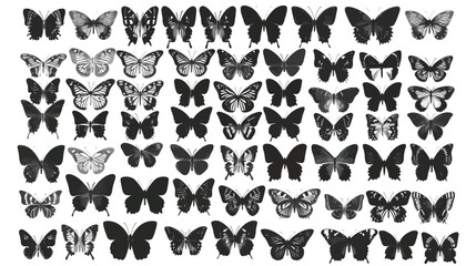 Set Mega Collection Bundle pretty Butterfly butterflies , black silhouettes isolated on white background