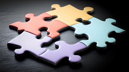 Colorful Puzzle Pieces Teamwork Concept Closeup