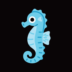Fototapeta premium Blue Seahorse with Curly Tail and Bright Eye