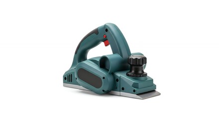 Teal electric planer isolated on white