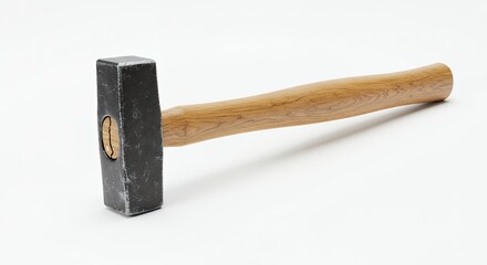Wooden handle hammer tool image
