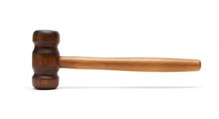 Wooden mallet on white background