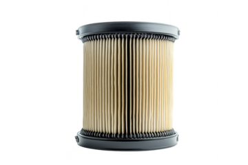Cylindrical fuel filter isolated on a transparent background