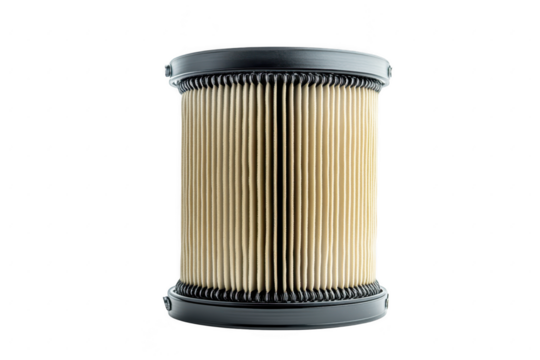 Cylindrical fuel filter isolated on a transparent background