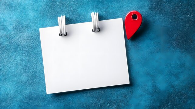 Blank Note Paper with Red Map Marker Memo - Powered by Adobe