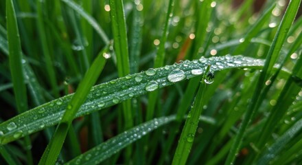 Morning Dew on Lush Green Grass