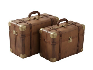 Pair of suitcases - Travel concept. Suitcase isolated on transparent png - 3d illustration. Generated with AI

