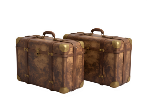 Pair of suitcases - Travel concept. Suitcase isolated on transparent png - 3d illustration. Generated with AI 
