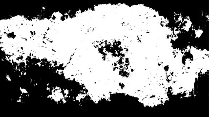 Grunge Splatter Texture with Central Decay and Rough Border, High Contrast Black and White Overlay