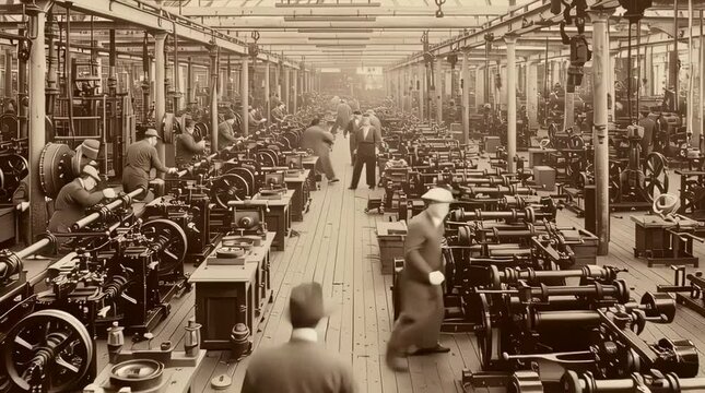 old vintage sepia photo of 19th century Industrial revolution	