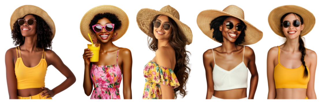 PNG Joyful summer fashion vibes, element set on transparent background