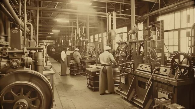 old vintage sepia photo of 19th century Industrial revolution	
