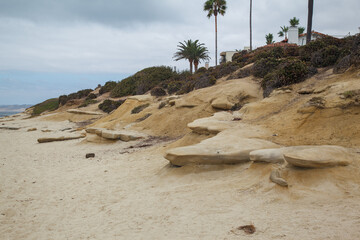 Nice beach at the shore of the Pacific Ocean view point in La Jolla, San Diego, California, United...