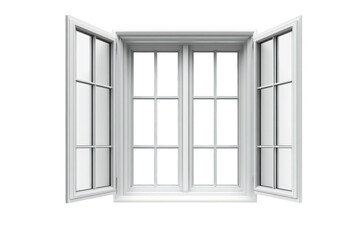 White window frame with multiple panes isolated on transparent background