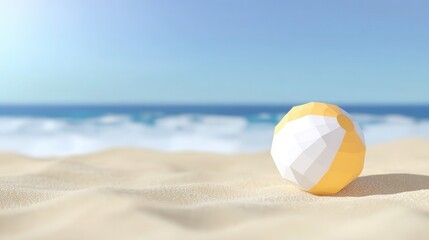 Obraz premium Low-poly beach ball on the sand.