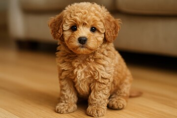 Adorable Small Poodle Mix Puppy With Teddy Bear Appearance And Soft Curly Coat
