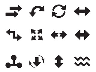 A collection of various arrow icons, suitable for user interface (UI) and user experience (UX) design vector art on white