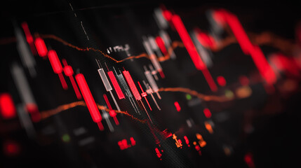 Fototapeta premium Dynamic oil graph analysis financial market digital data visualization dark theme close-up market trends