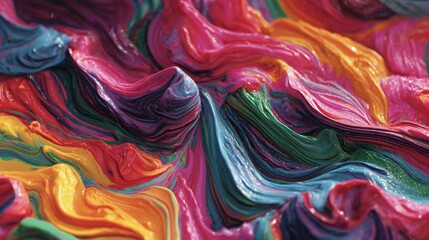 Obraz premium Close-up abstract scan of melted plastic sheet with swirls, showcasing texture and vivid colors.