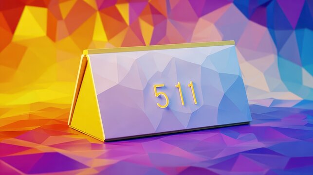 A triangular calendar with the date 511 on a vibrant, multicolored background.