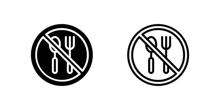 Fork and spoon crossed out, symbolizing the practice of fasting during Ramadan.