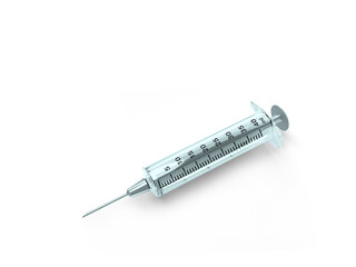 Perfectly cut-out image of medical syringe #3 - Perspective view - isolated background and shadow -...