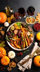 Autumn Roasted Vegetables Thanksgiving Dinner.