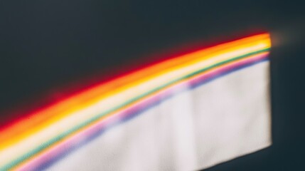 Blurred rainbow light projection on wall, dark room