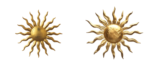 set of golden sunburst designs on a white background.