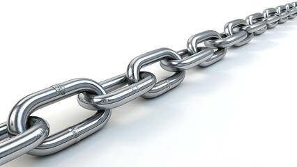 Obraz premium Metal chain link strength security connection industrial robust metallic steel hardware equipment design