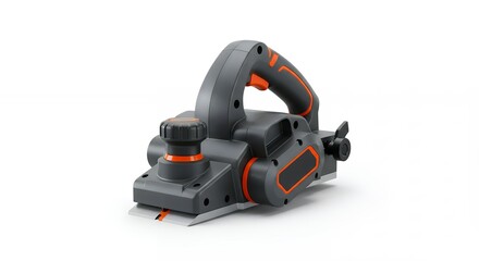 Naklejka premium Electric planer tool gray orange background