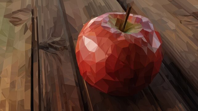 Low-poly  resting on a wooden surface.