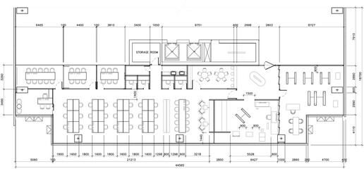Drawing 2d AutoCAD layout office furniture Vector layout