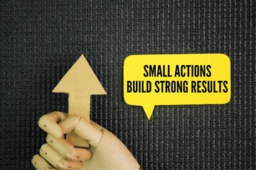 Inspirational and motivational words or quotes Small actions build strong results. consistent and...