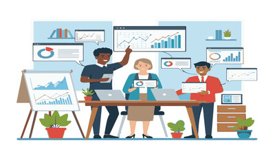 Business Team Analyzing Data and Growth