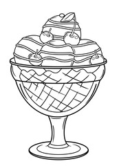 ice cream in a glass with cherry topping