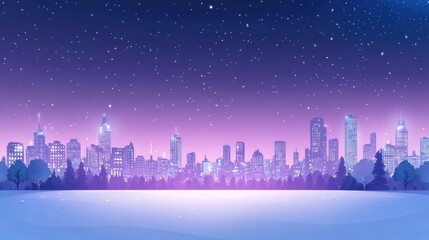 Fototapeta premium Purple night cityscape