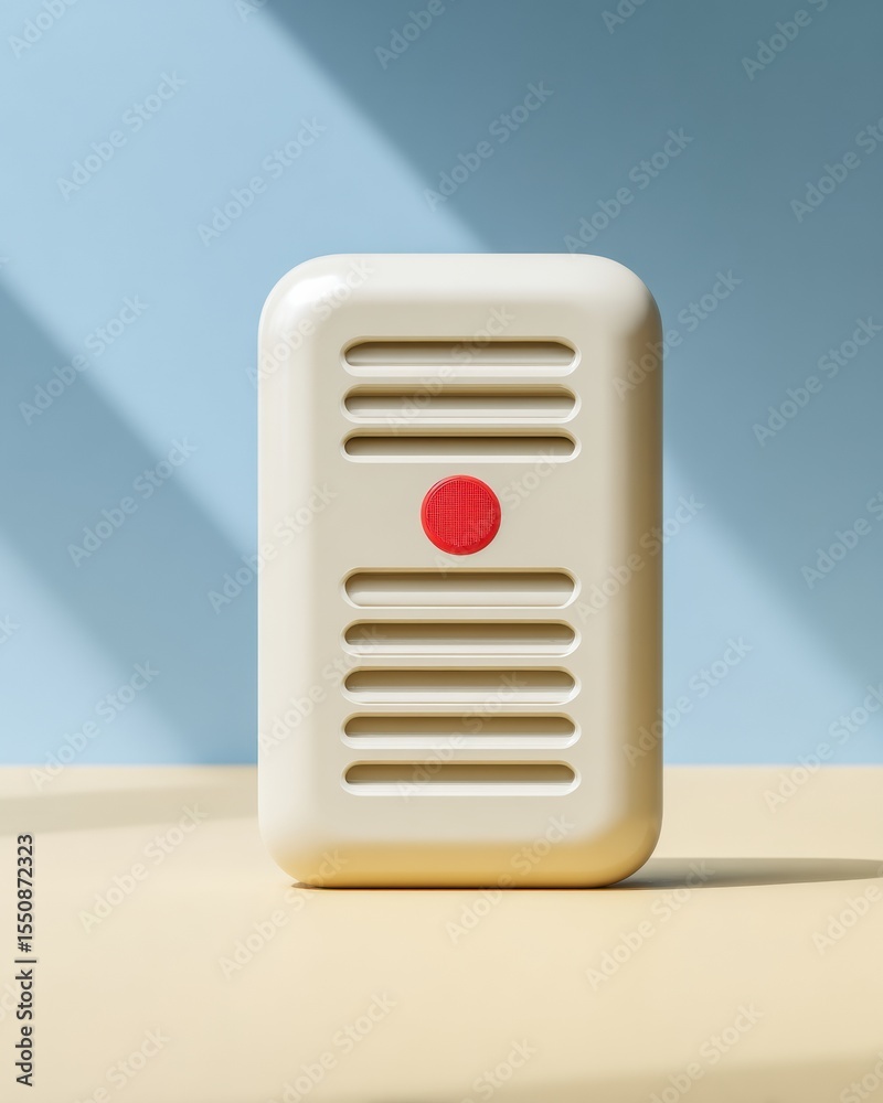 Poster modern emergency alert siren with minimalist design in soft lighting for automotive safety and publi
