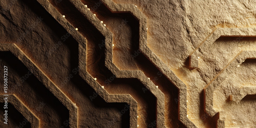 Aufkleber AI Ethics Maze with Circuit Traces and Glowing Data Dots Representing Complex Ethical Challenges in Artificial Intelligence Technology and Innovation